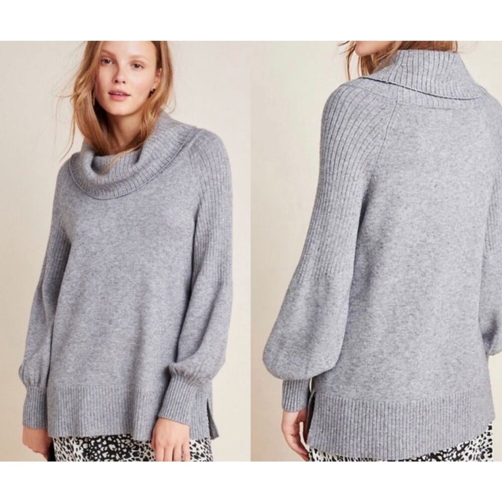 Anthropologie Gray Cowl Neck Sweater